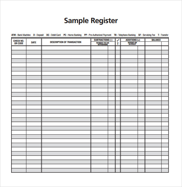 10 Sample Check Register Templates to Download | Sample Templates