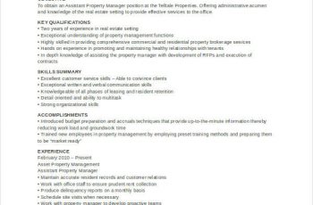Assistant Property Manager Resume 1