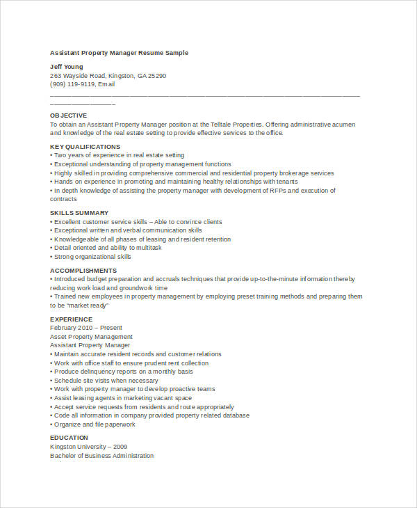 Assistant Property Manager Resume 1 Assistant Property Manager Resume 1