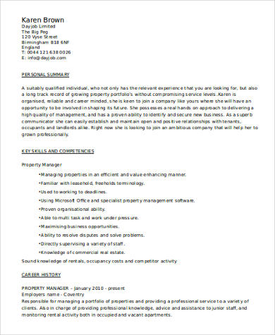Property Manager Resume Skills Example Property Manager Resume Skills Example