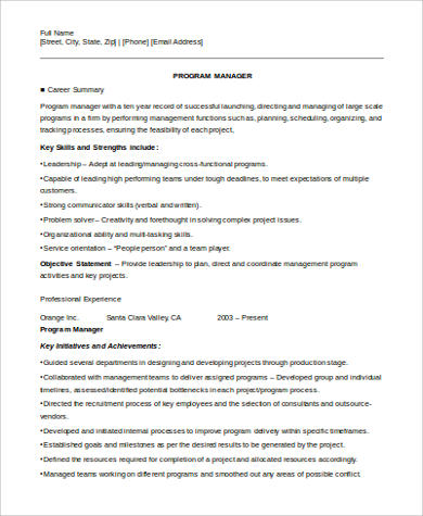 Senior Program Manager Resume Senior Program Manager Resume
