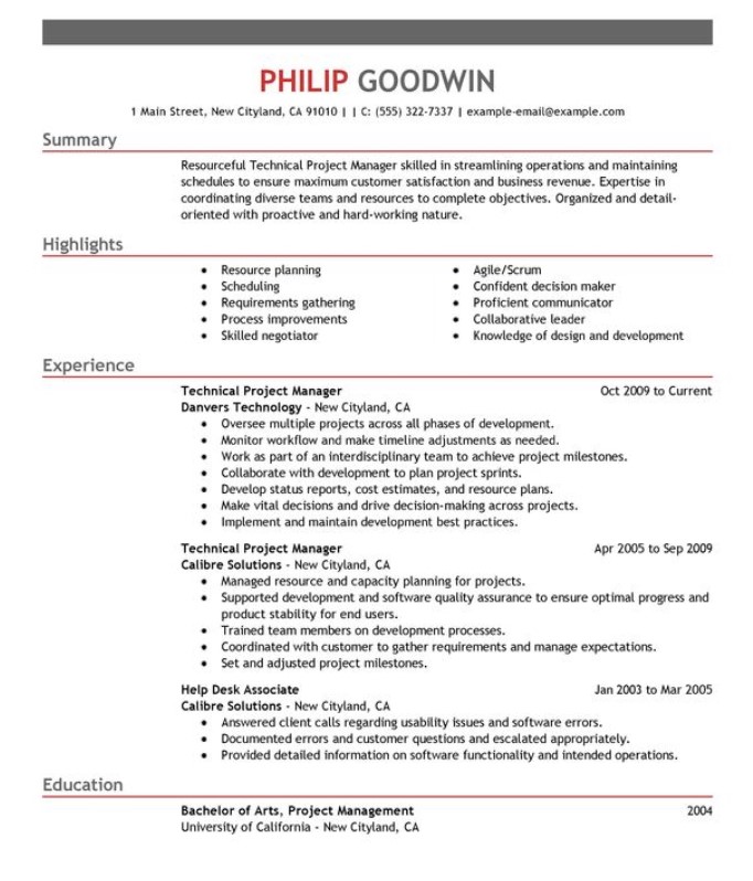 Technical Project Manager Resume Technical Project Manager Resume