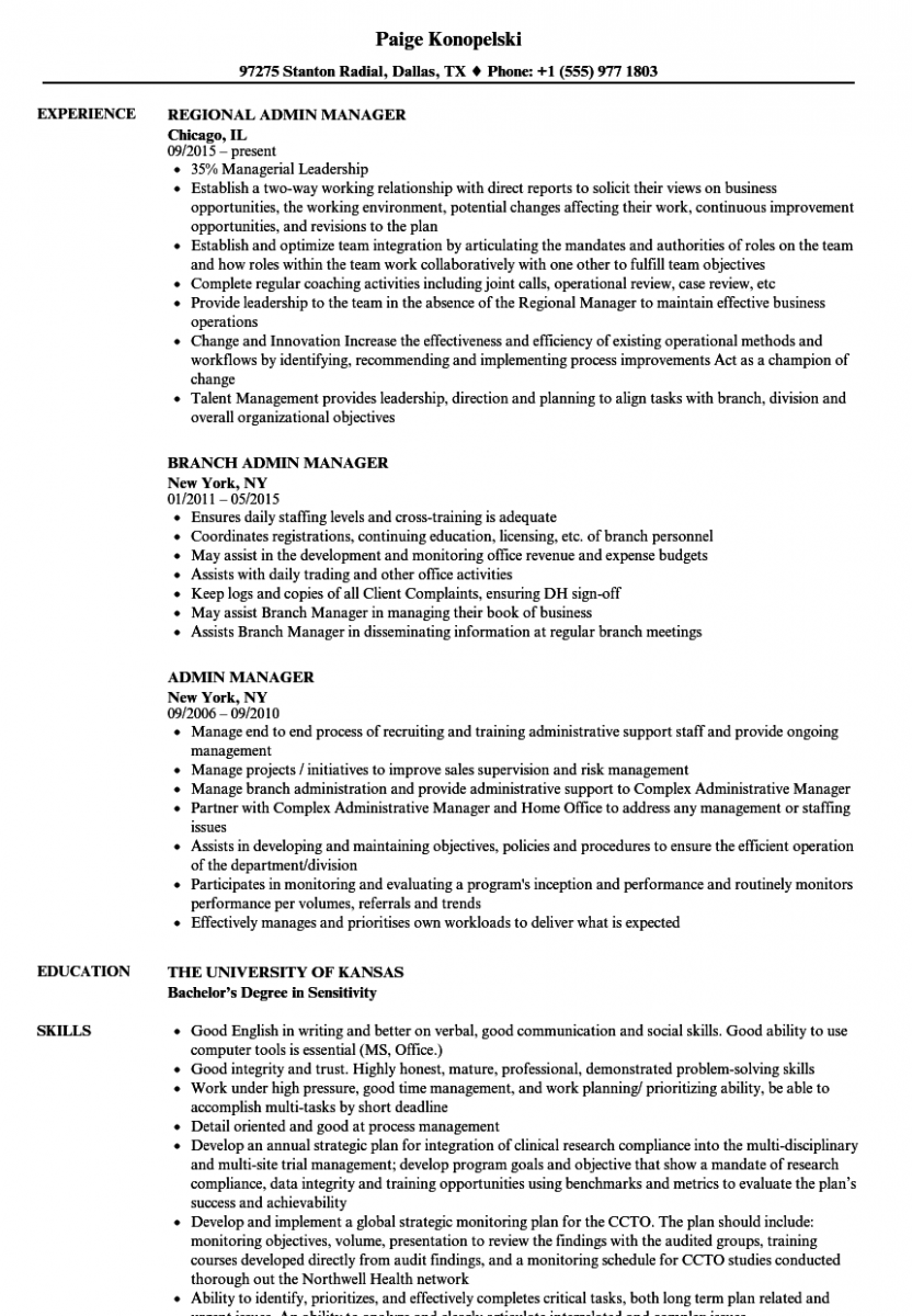 admin manager resume sample admin manager resume sample