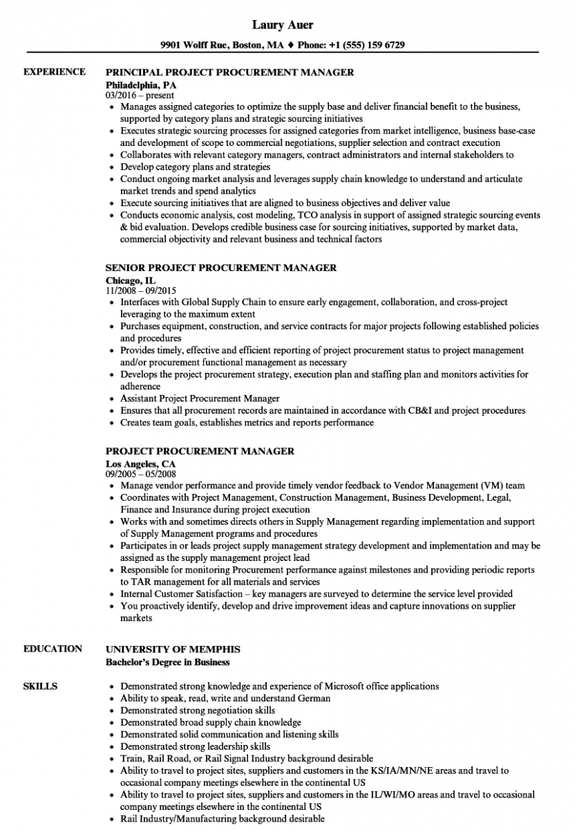 project procurement manager resume sample project procurement manager resume sample