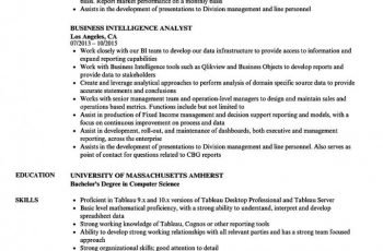 Business Intelligence Analyst Resume 1