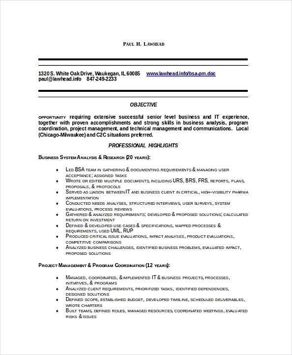 Business System Analyst Resume Business System Analyst Resume