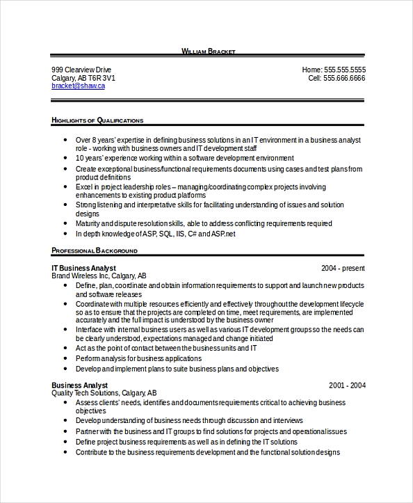 IT Business Analyst Resume templates IT Business Analyst Resume templates