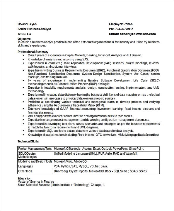 Senior Business Analyst Resume Senior Business Analyst Resume