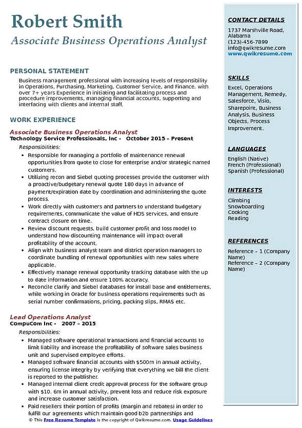 business operations analyst business operations analyst