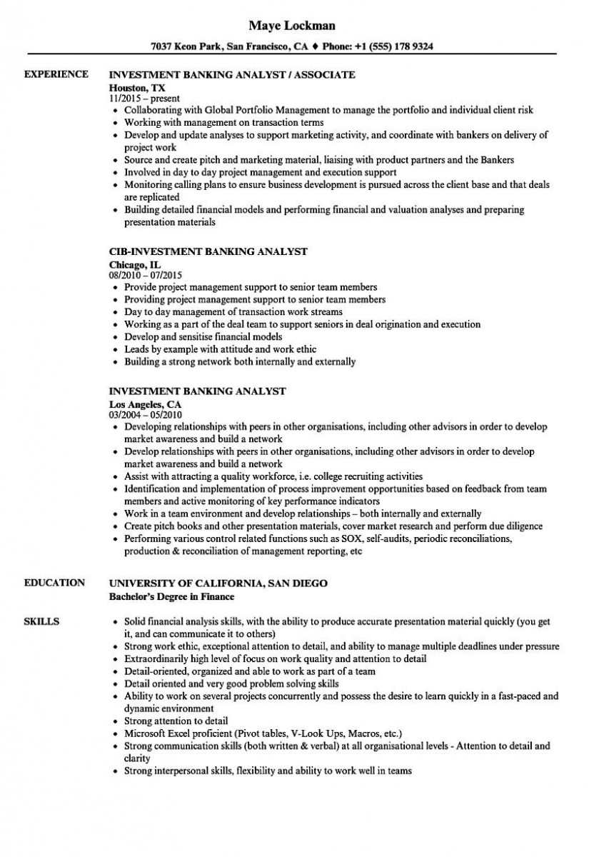 investment banking analyst resume sample investment banking analyst resume sample