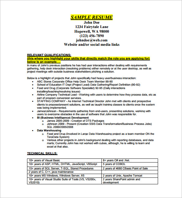 Business Intelligence Resume Business Intelligence Resume