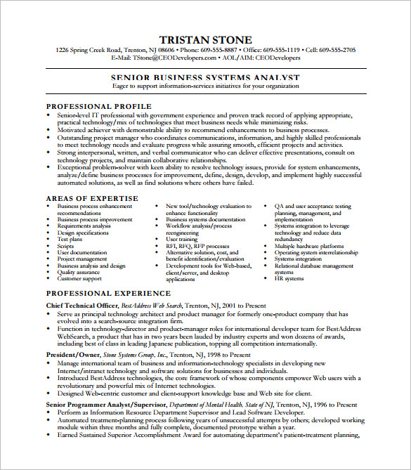 Business System Analyst Resume templates 1 Business System Analyst Resume templates 1