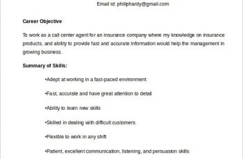 Call Center Agent Resume Example