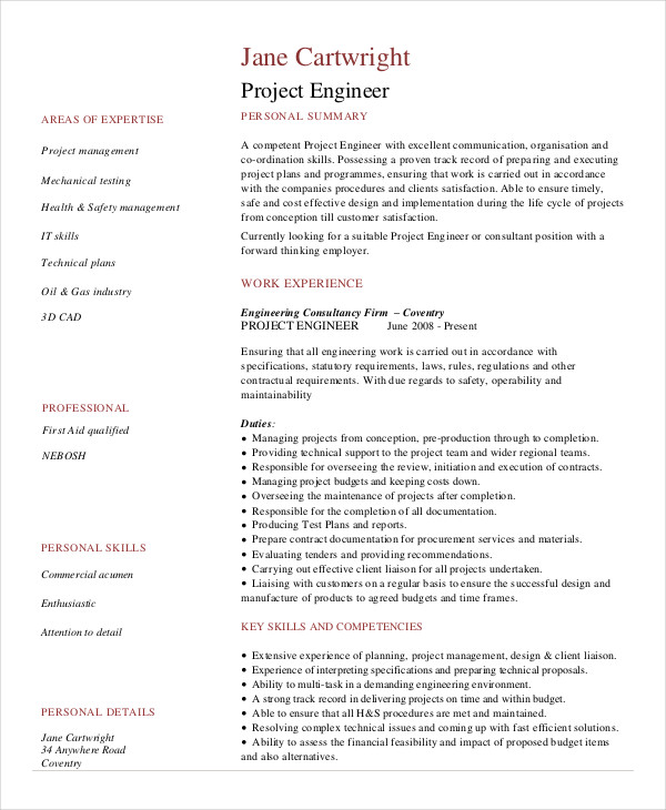 Construction Project Engineer Resume Construction Project Engineer Resume
