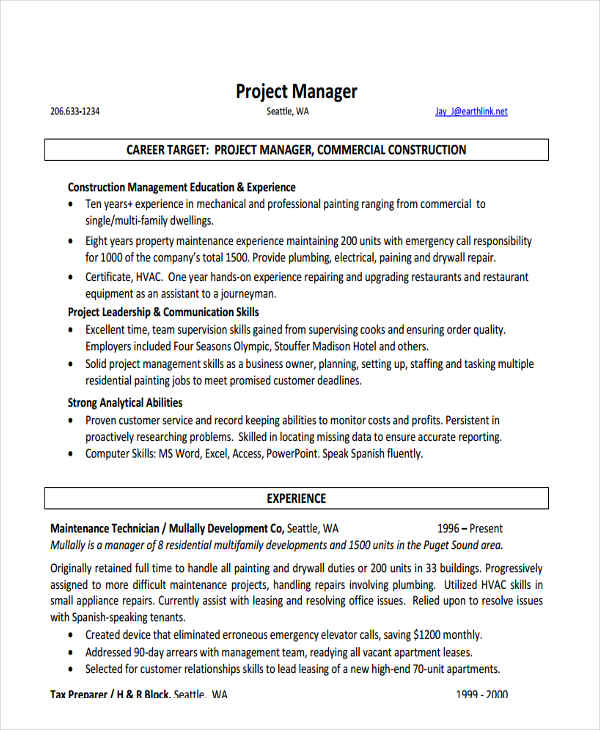 Construction Project Manager Resume3 Construction Project Manager Resume3