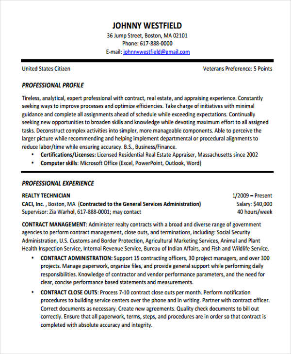 Contract Resume 1 Contract Resume 1