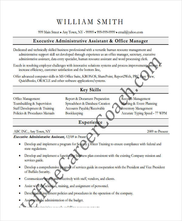 Executive Administrative Manager Resume2 Executive Administrative Manager Resume2