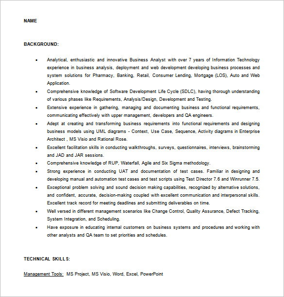 Experienced Business Analyst Resume Word 1 1 Experienced Business Analyst Resume Word 1 1