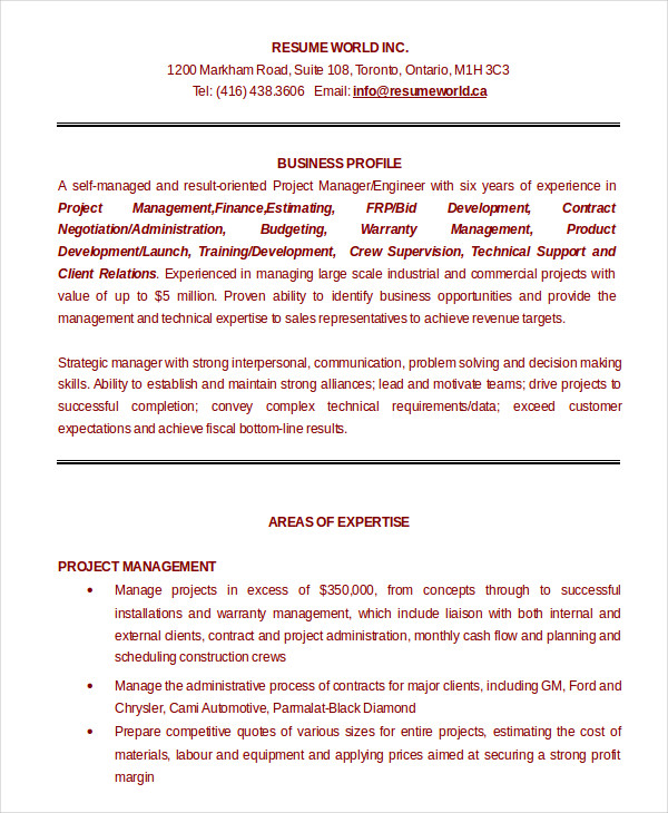 Finance Project Management Resume Finance Project Management Resume