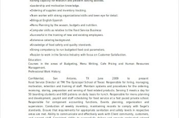 Food Service Director Resume