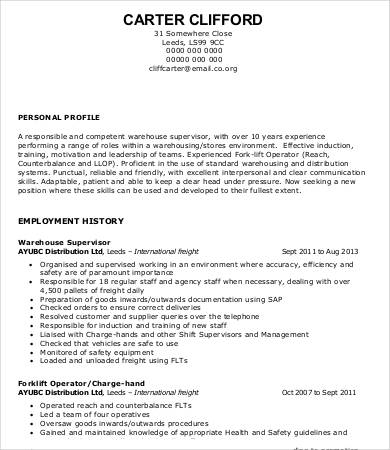 General Warehouse Worker Resume General Warehouse Worker Resume
