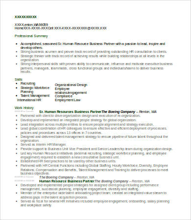 HR Business Partner Resume HR Business Partner Resume