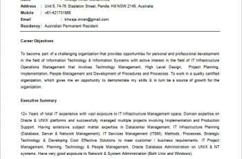 IT Manager Resume Word Downlaod
