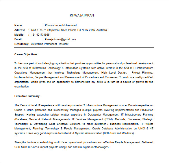 IT Manager Resume Word Downlaod IT Manager Resume Word Downlaod