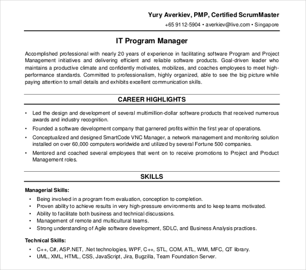 IT Product Manager Resume IT Product Manager Resume