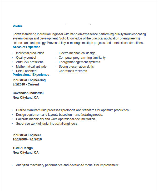 Industrial Engineering Resume Doc Industrial Engineering Resume Doc