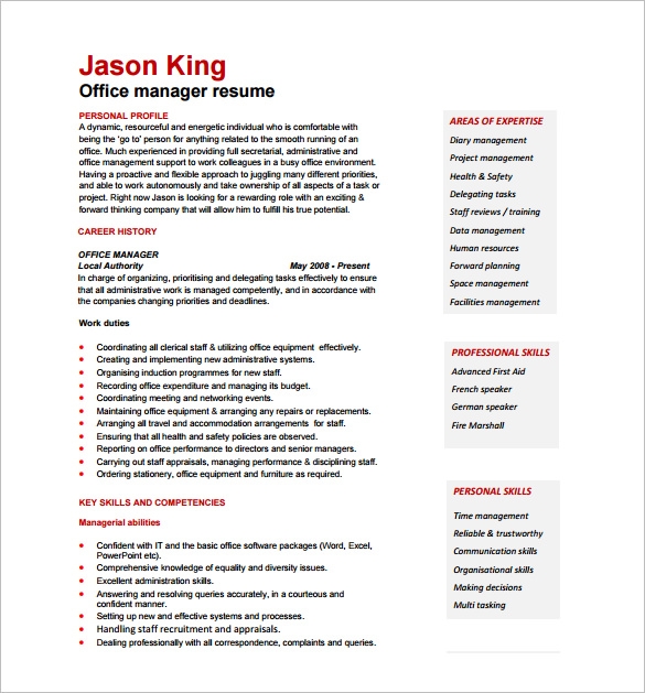 Office Manager Resume templates Office Manager Resume templates