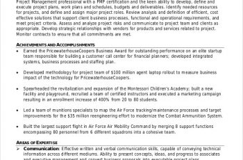 Professional Project Management Resume