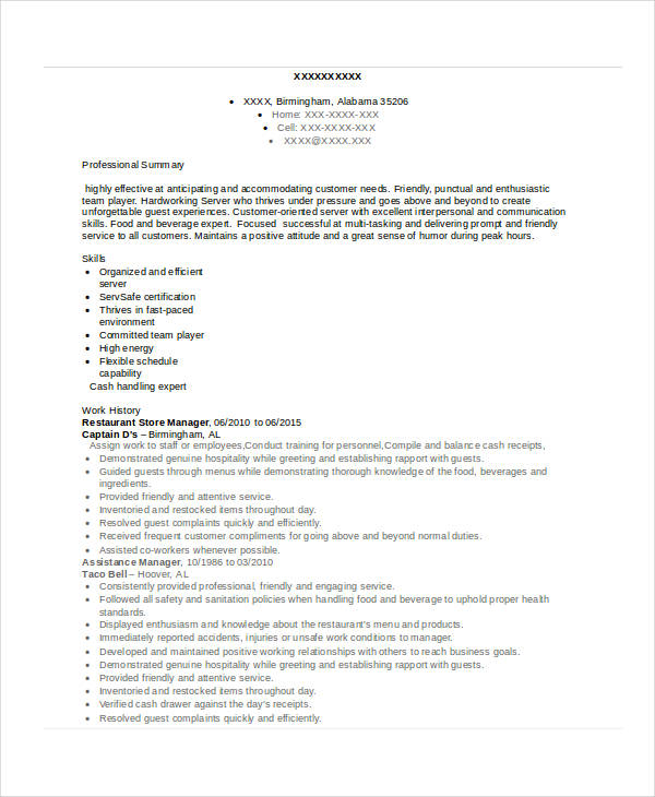 Restaurant Store Manager Resume Restaurant Store Manager Resume