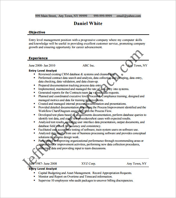 Resume templates for Entry Level Business Analyst 1 1 Resume templates for Entry Level Business Analyst 1 1