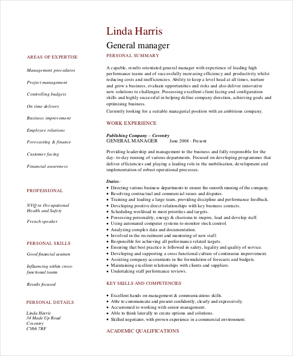 Retail General Manager Resume Retail General Manager Resume