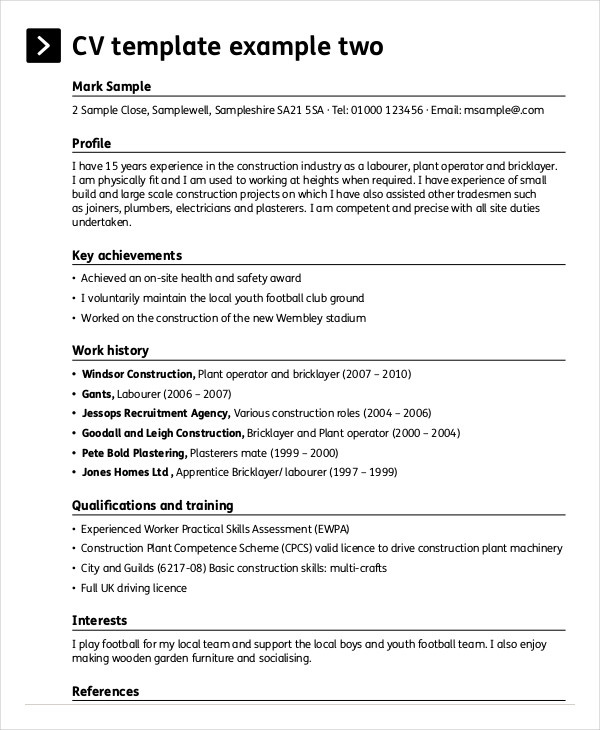 Sample Resume For Construction Worker Sample Resume For Construction Worker