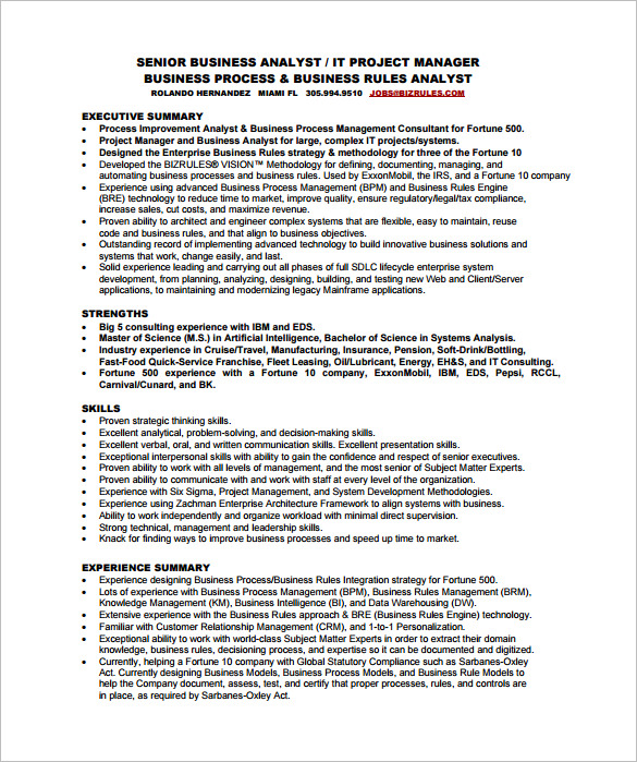 Senior Business Analyst Resume templates 1 Senior Business Analyst Resume templates 1