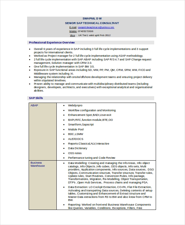 Technical Consultant Resume Technical Consultant Resume