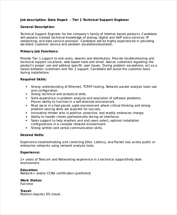 Technical Support Engineer Resume Technical Support Engineer Resume