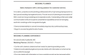 Wedding Event Planner Resume