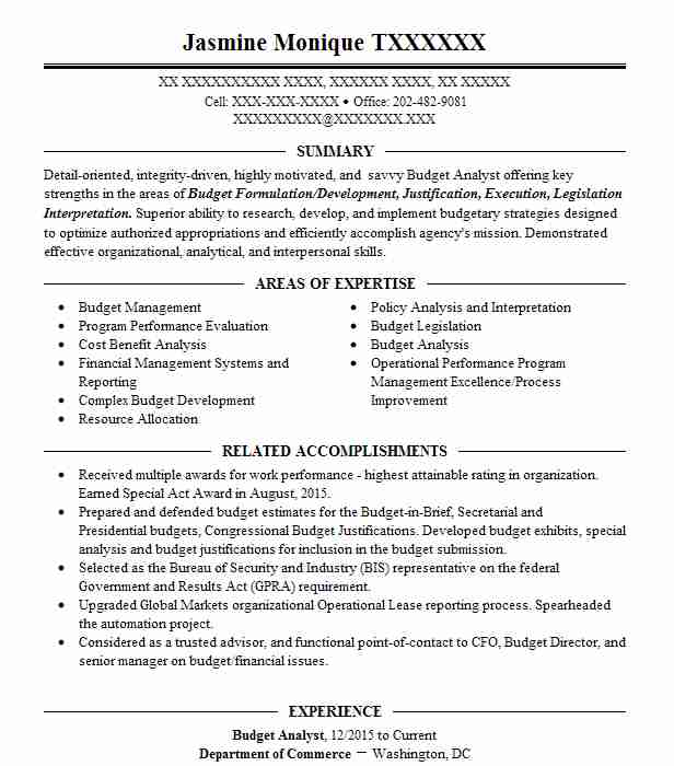 analyst budget resume analyst budget resume