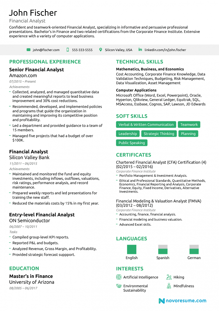 financial analyst resume financial analyst resume