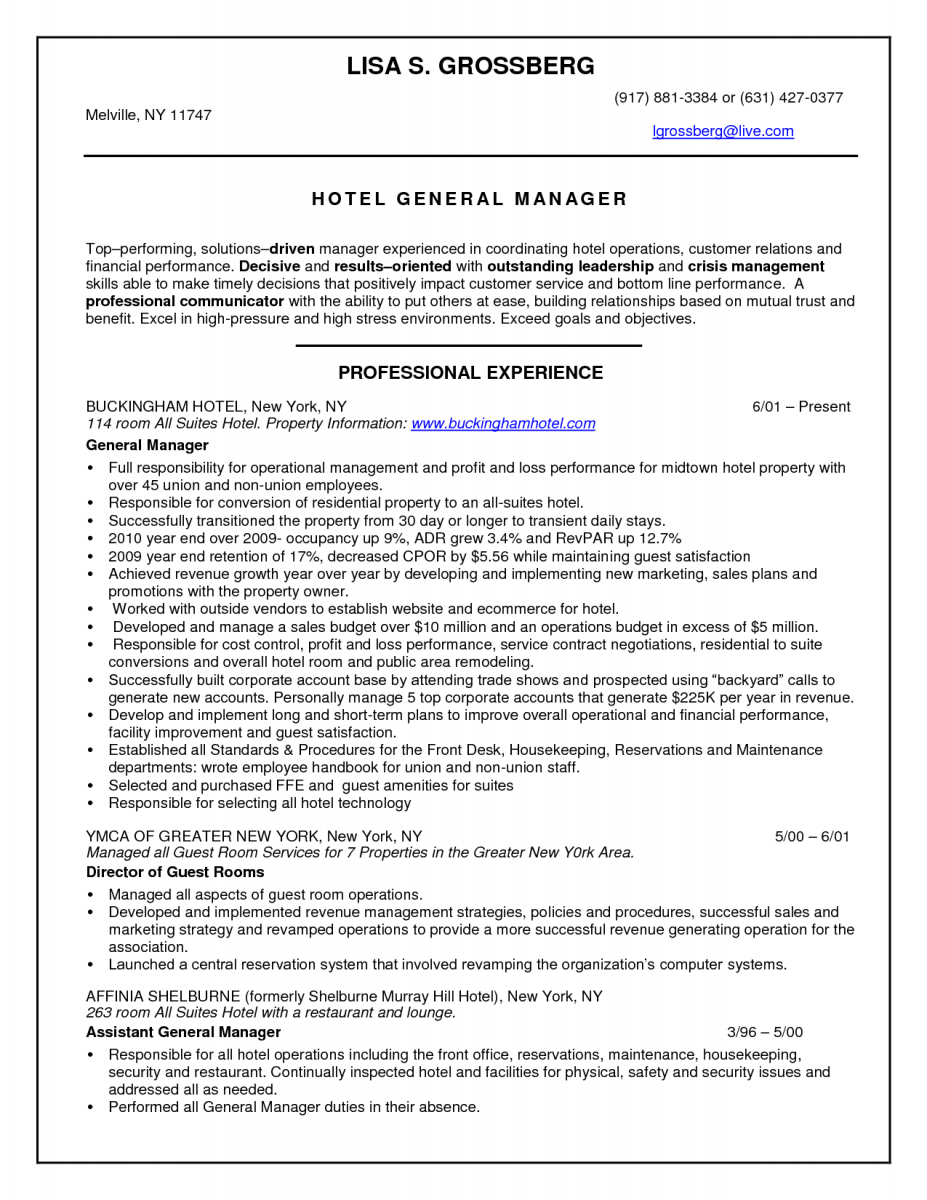hotel general manager resume template hotel general manager resume template