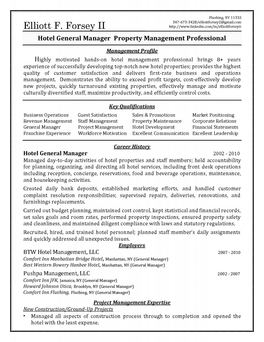 hotel general manager resume hotel general manager resume