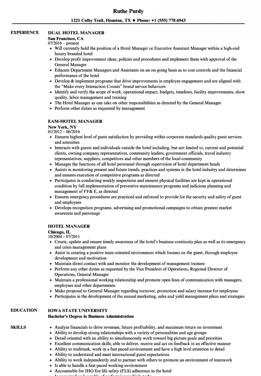 hotel manager resume sample hotel manager resume sample