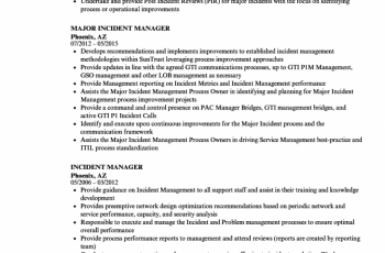 incident manager resume sample