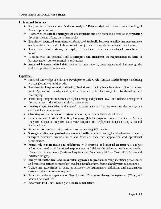 it business analyst resume sample template it business analyst resume sample template