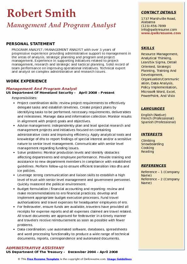 management and program analyst resume template management and program analyst resume template