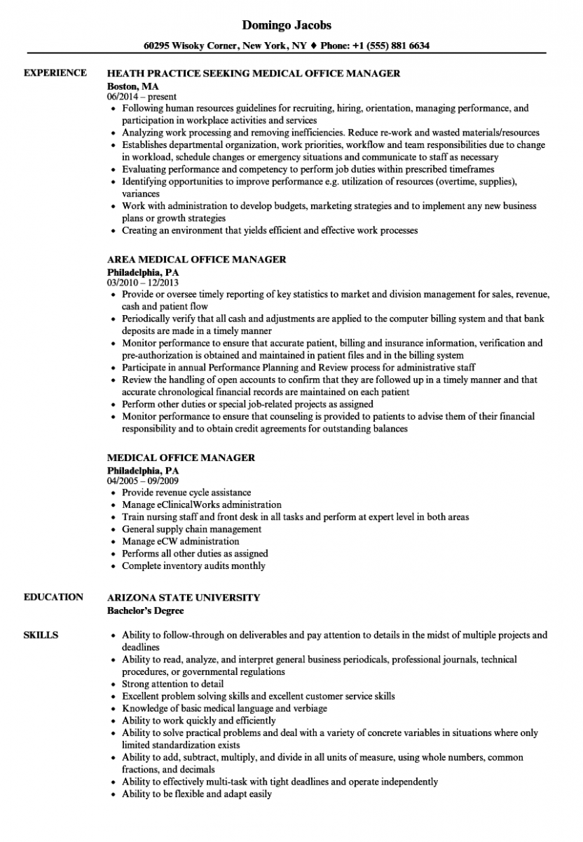 medical office manager resume sample medical office manager resume sample