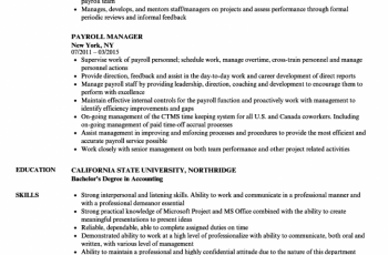 payroll manager resume sample